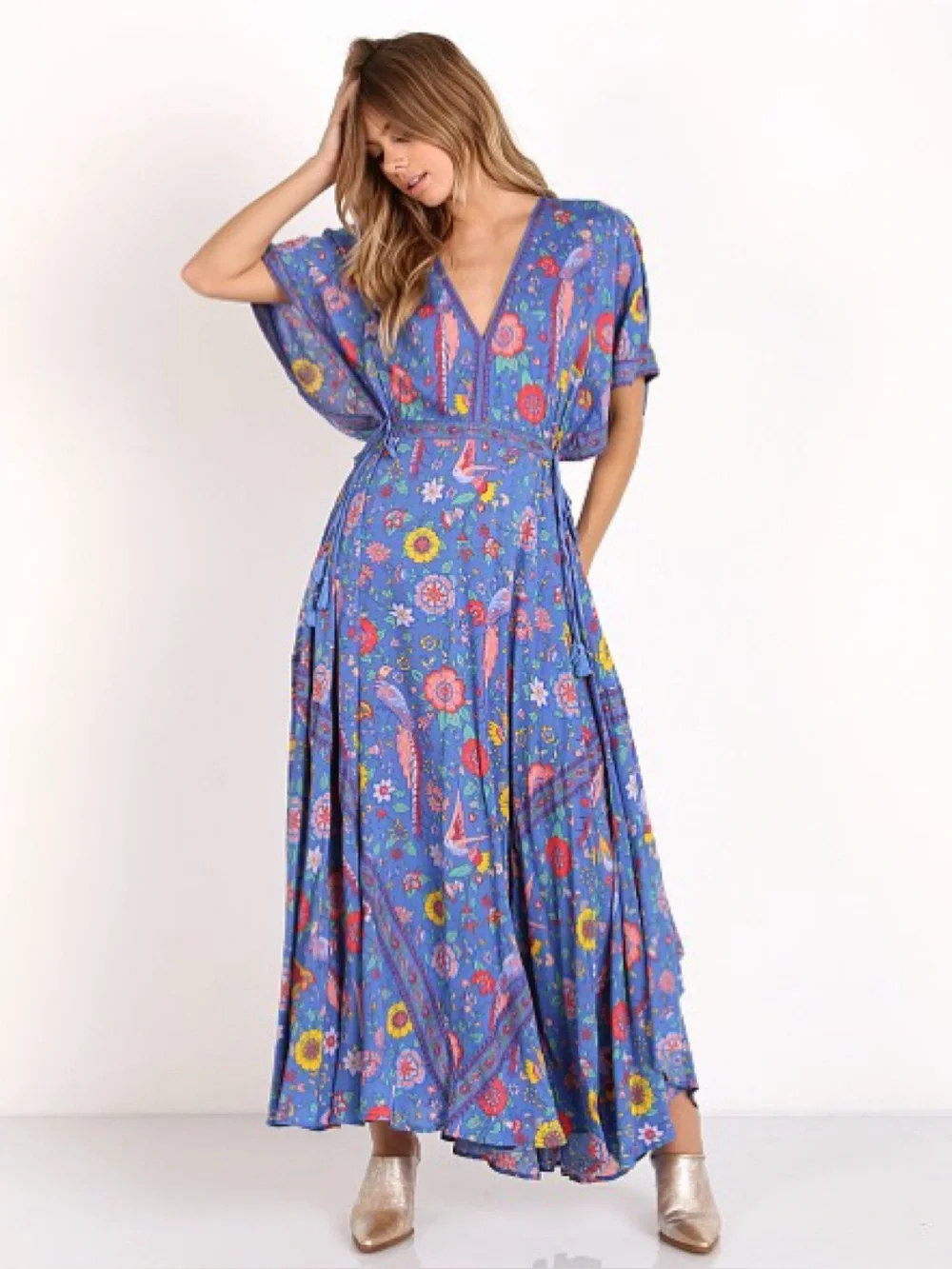 lovebird maxi dress Lovebird Lagoon Italian Sleeveless Maxi Dress  Coastal Bloom